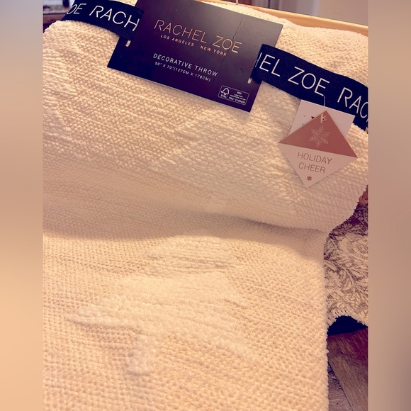 NEW Rachel Zoe Monochrome Christmas Trees Throw Blanket NWOT
